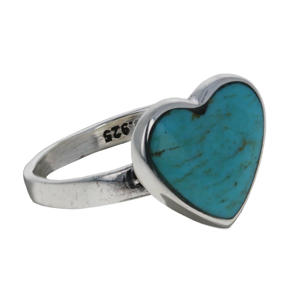 Simple Sterling Silver Turquoise Heart